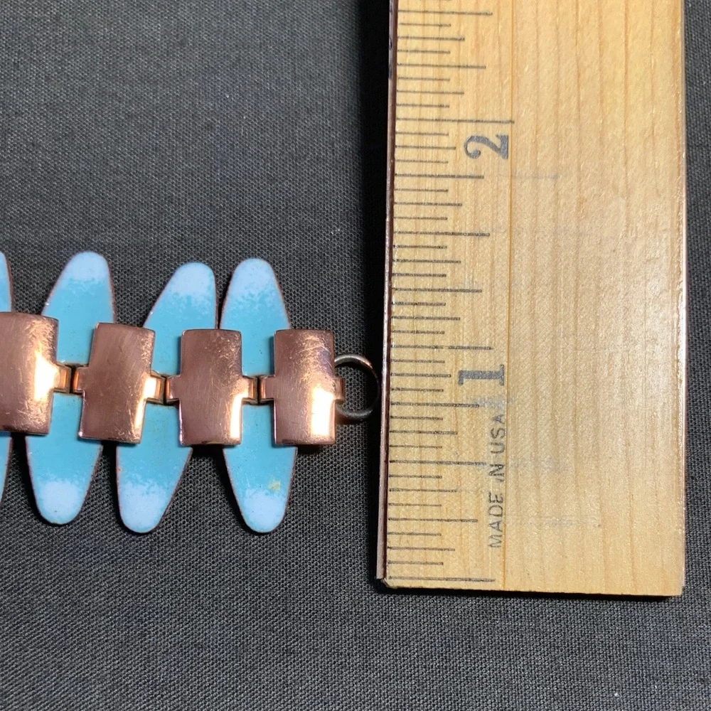 1950s Nefertiti Copper and Enamel Bracelet